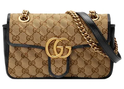 Pre-owned Gucci Women's  Gg Marmont Mini Bag In Beige/ebony