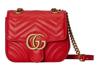 Pre-owned Gucci Women's  Gg Marmont Mini Shoulder Bag In Red