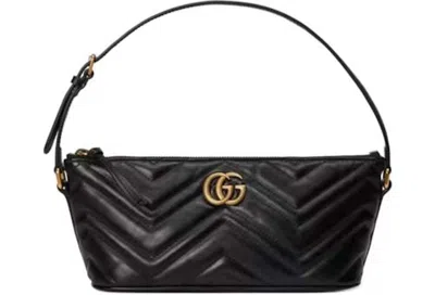 Pre-owned Gucci Women's  Gg Marmont Shoulder Bag In Black