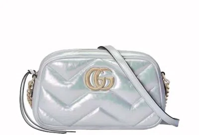Pre-owned Gucci Women's  Gg Marmont Small Camera Shoulder Bag In Green Iridescent