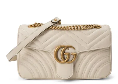 Pre-owned Gucci Women's  Gg Marmont Small Matelasse Bag In White