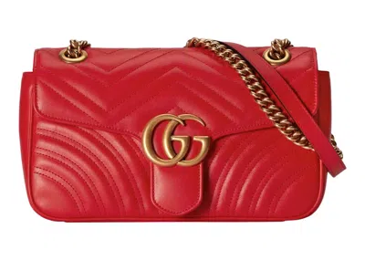 Pre-owned Gucci Women's  Gg Marmont Small Shoulder Bag In Red