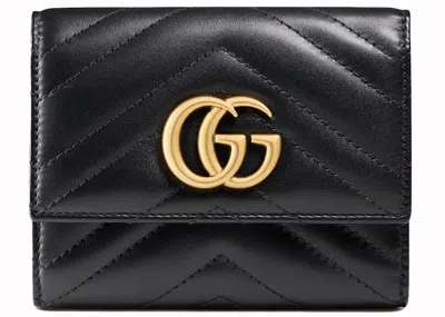 Pre-owned Gucci Women's  Gg Marmont Wallet Matelasse In Black