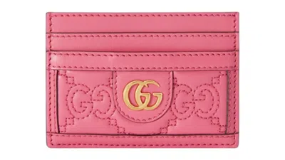 Pre-owned Gucci Women's  Gg Matelasse Card Case In Pink