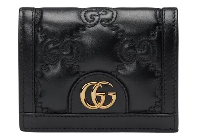 Pre-owned Gucci Women's  Gg Matelasse Card Case Wallet In Black