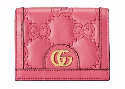 Pre-owned Gucci Women's  Gg Matelasse Card Case Wallet In Pink