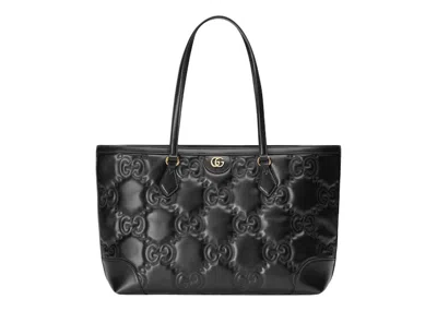 Pre-owned Gucci Women's  Gg Matelassé Medium Tote In Black