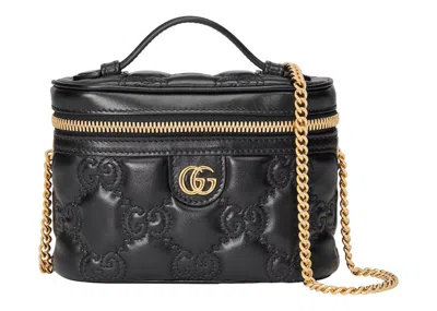 Pre-owned Gucci Women's  Gg Matelassé Top Handle Mini Bag In Black