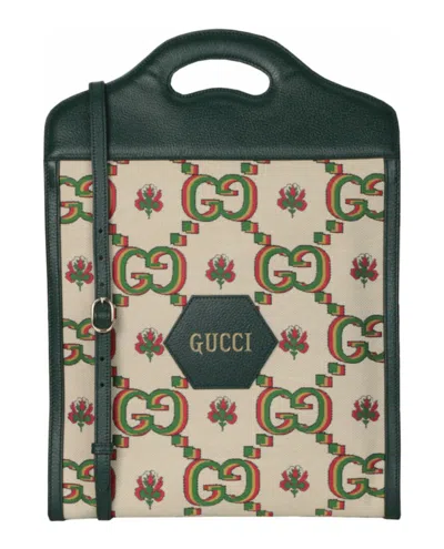 Pre-owned Gucci Women's  Gg Monogram Floral Pattern Jacquard 100th Anniversary Tote In Multi