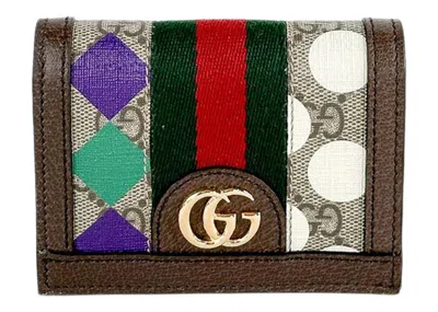 Pre-owned Gucci Women's  Gg Supreme Ophidia Card Case In Brown