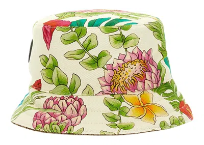 Pre-owned Gucci Women's  Gg Supreme Reversible Bucket Hat In Floral /beige