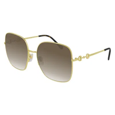 Gucci Oversized Square Metal Sunglasses In Gold
