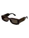 Gucci Rectangular Frame Sunglases In Havana