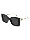 Gucci Grey Square Ladies Sunglasses Gg1567sa 001 54 In Black