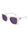 Gucci Violet Square Ladies Sunglasses Gg1567sa 003 54 In Ivory