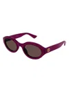 Gucci Gg Plastic Oval Sunglasses In Fuchsia