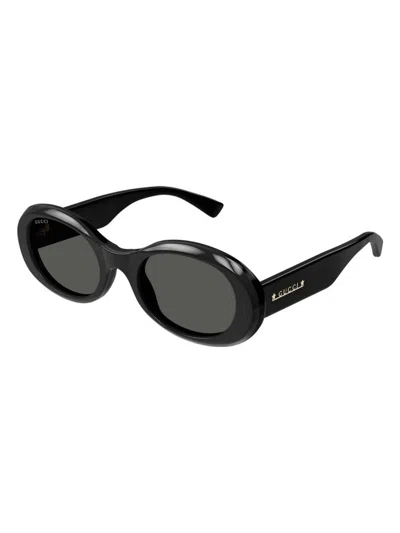Gucci Grey Oval Ladies Sunglasses Gg1587s 001 52 In Black