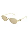Gucci Running Mini Rectangular Sunglasses In Gold