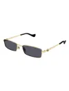 Gucci Grey Rectangular Ladies Sunglasses Gg1600s 001 56 In Gold