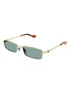 Gucci Rectangle-frame Sunglasses In Gold