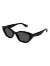 Gucci Gg1638s Linea Lettering 001 Black Grey Sunglasses In Black
