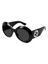 Gucci Beveled Acetate Round Sunglasses In Black