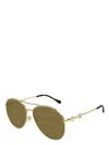 Gucci Horsebit Metal Aviator Sunglasses In Gold