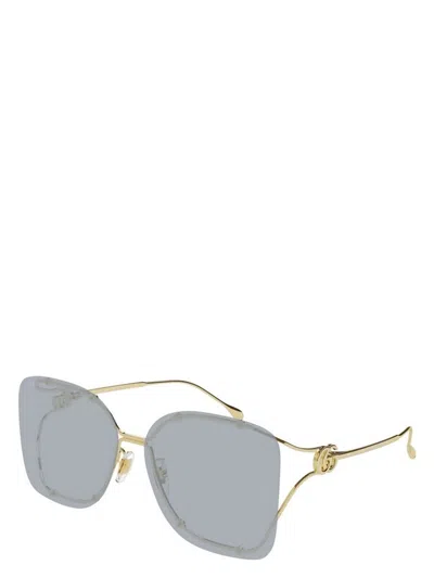 Gucci Rimless Square Metal Sunglasses In Gold