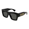 Gucci Logo Acetate Rectangle Sunglasses In Black
