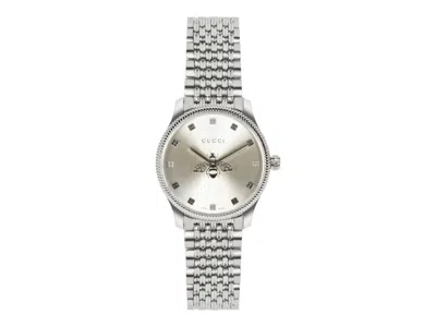 Pre-owned Gucci Women's  Gtimeless Bracelet Ya1265019 Watch In Stainless Steel In Silver