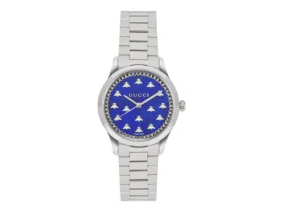 Pre-owned Gucci Women's  Gtimeless Bracelet Ya1265043 Watch In Stainless Steel In Silver