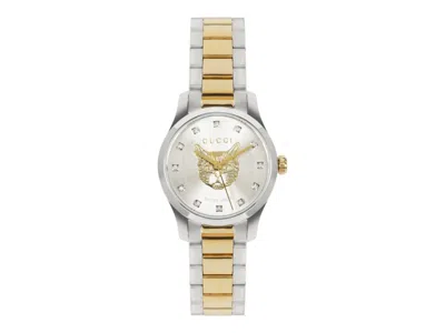 Pre-owned Gucci Women's  Gtimeless Diamond Ya1265016 Watch In Stainless Steel In Silver