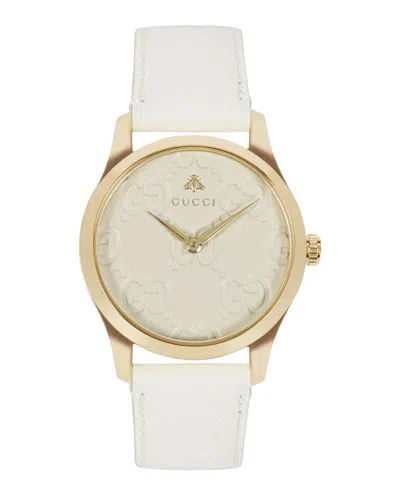 Pre-owned Gucci Women's  Gtimeless Leather Ya1264033a Watch In Stainless Steel/aluminum