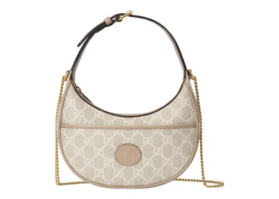 Pre-owned Gucci Women's  Halfmoon Shaped Bag Mini Gg Supreme In Beige/white