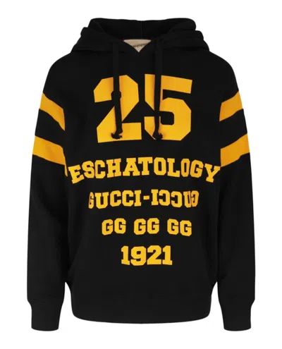 Pre-owned Gucci Women's  Hooded Graphic Sweatshirt In Black