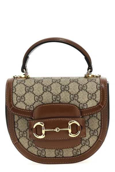 Gucci Women Gg Supreme Fabric Mini Horsebit 1955 Handbag In Brown