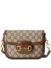 Gucci Horsebit 1955 Mini Leather-trimmed Shoulder Bag In Beige
