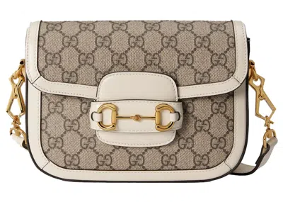Pre-owned Gucci Women's  Horsebit 1955 Mini Bag In Beige/white