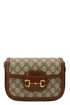 Gucci Horsebit 1955 Mini Leather-trimmed Shoulder Bag In Cream