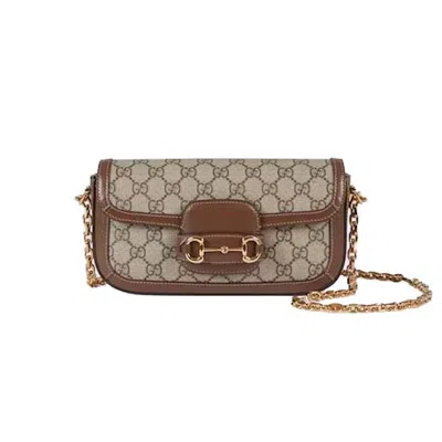 Pre-owned Gucci Women's  Horsebit 1955 Shoulder Bag In Beige/ebony