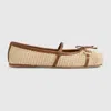Gucci Horsebit Raffia Ballet Flats