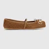 Gucci Beige Ballet Shoes With Horsebit And Bow Detail In Gg Canvas Woman In Brown