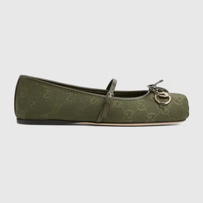 Gucci Women's  Horsebit Ballet Flat In Green