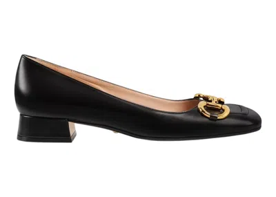 Pre-owned Gucci Women's  Horsebit Ballet Flat Leather Sneakers In Black/gold