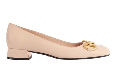 Pre-owned Gucci Women's  Horsebit Ballet Flat Leather Sneakers In Light Pink/gold
