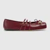 Gucci Ballet Flats In Rosso Ancora With Horsebit Women In Burgundy