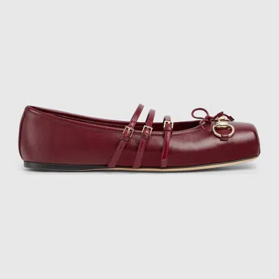 Gucci Women's  Horsebit Ballet Flat In Red