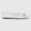 Gucci Women's  Horsebit Ballet Flat In White