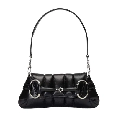 Pre-owned Gucci Women's  Horsebit Chain Small Shoulder Bag In Black