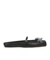 Gucci Leather Ballet Flats Featuring Metal Detail In Black